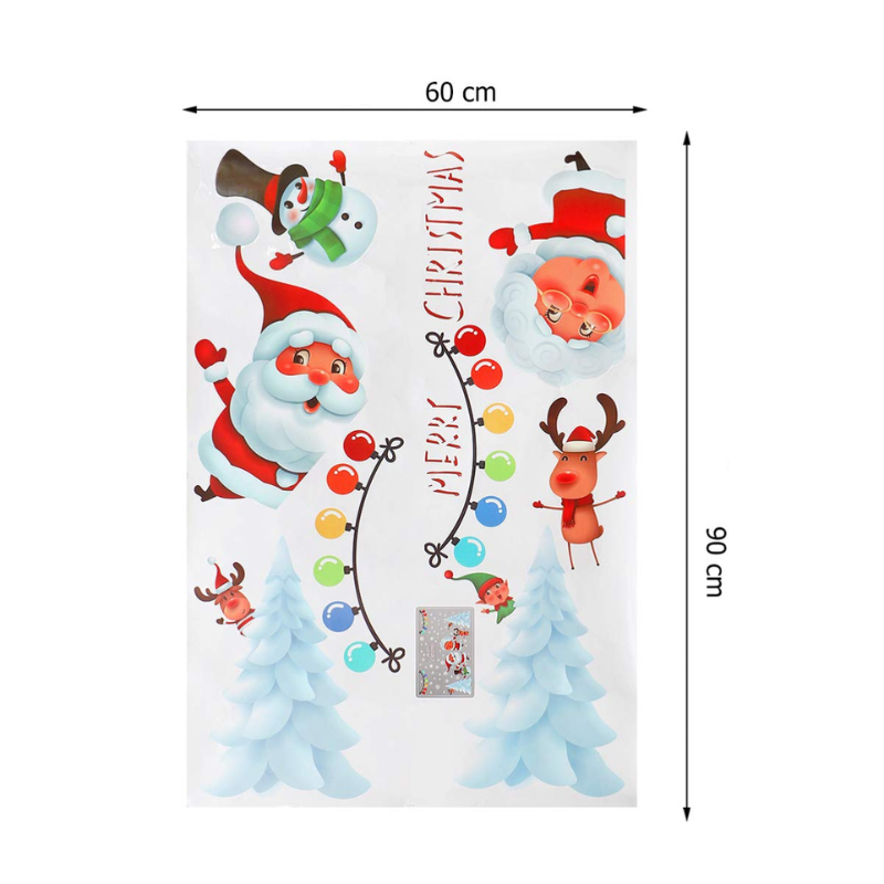 Autocolante de Craciun brazi albi ren Mos Craciun ghirlande colorate 60x90 cm [1]