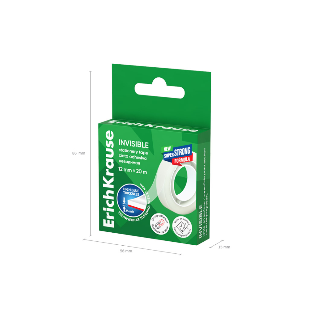 Banda adeziva ErichKrause Invisible 12 mm x 20 m transparenta [5]