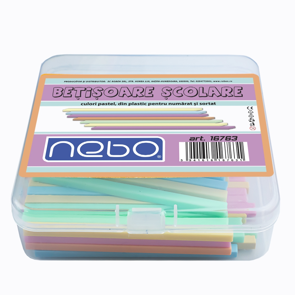 Betisoare scolare din plastic 100/set culori pastel Nebo [2]