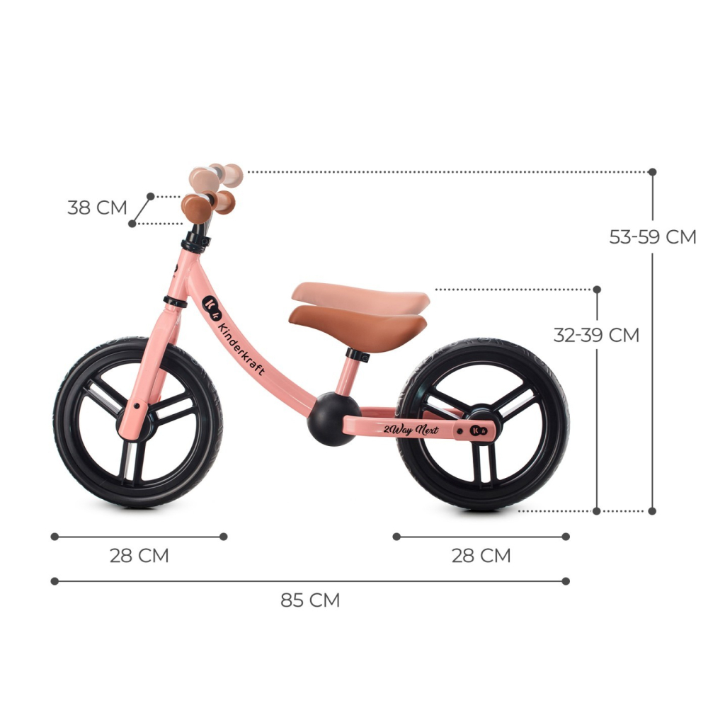 BICICLETA FARA PEDALE, KINDERKRAFT - 2WAY NEXT, PORTOCALIU, 12INCH, ROSE PINK [5]