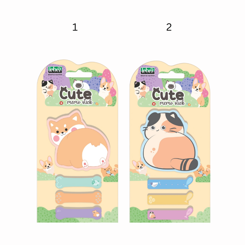 Bloc notes adeziv + 3 index pisica 8.3 x 5.5 cm modele diferite [2]