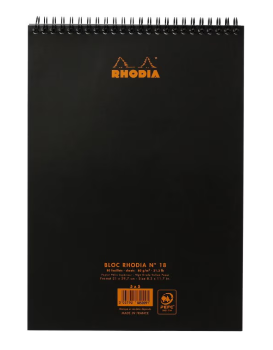Blocnotes A6 cu spira matematica 80 file negru Rhodia Classic [3]