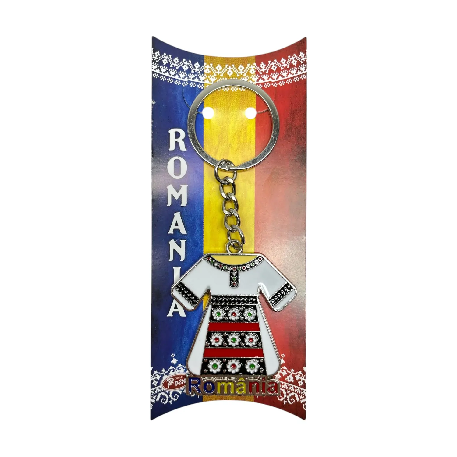 Breloc din metal haina traditionala fata 13 cm Romania [2]