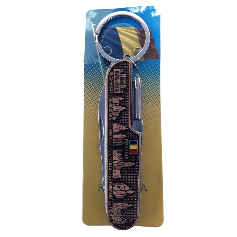 Breloc in forma de briceag multifunctional 9x2 cm Romania [1]