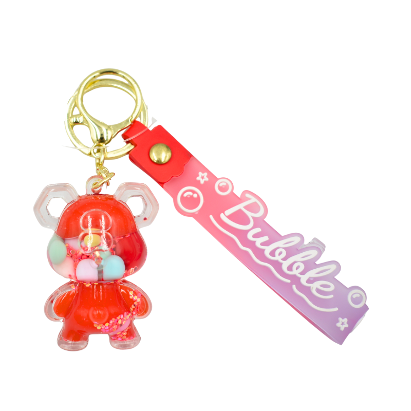 Breloc bubble cu lichid si sclipici ursulet din plastic diverse culori [1]