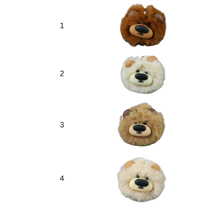 Breloc cu pompon pufos ursulet 8 cm [2]