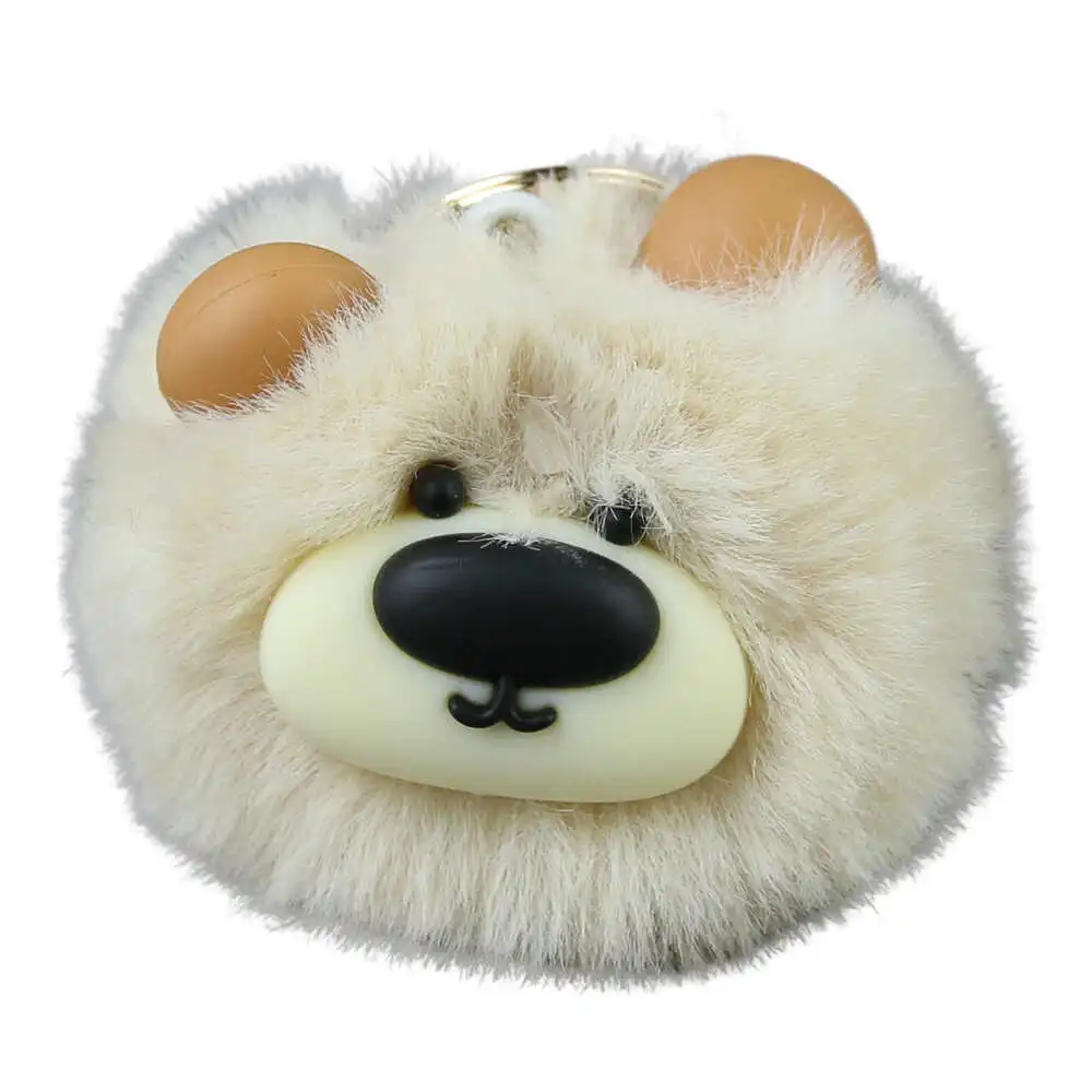 Breloc cu pompon pufos ursulet 8 cm [5]
