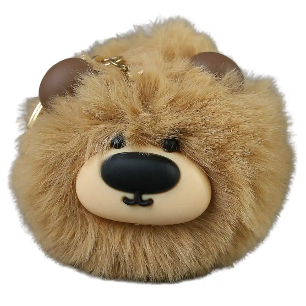 Breloc cu pompon pufos ursulet 8 cm [6]