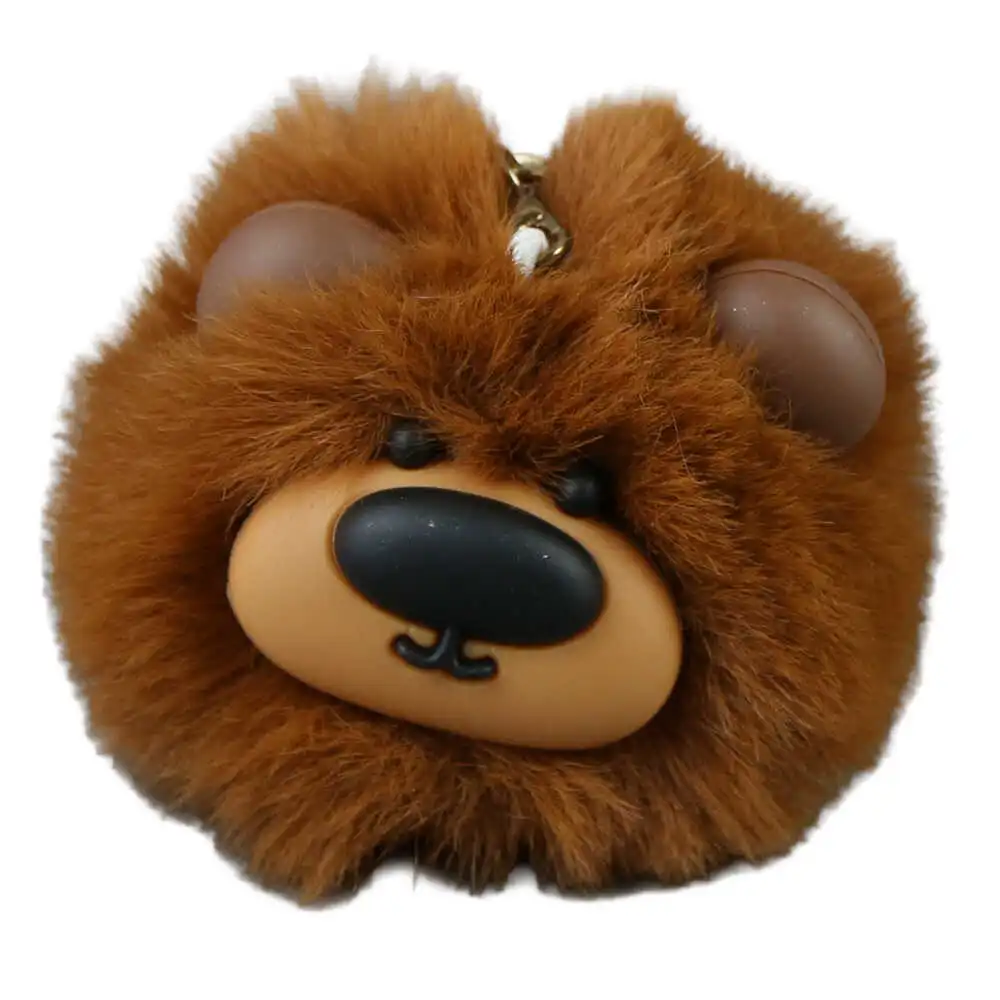 Breloc cu pompon pufos ursulet 8 cm [4]