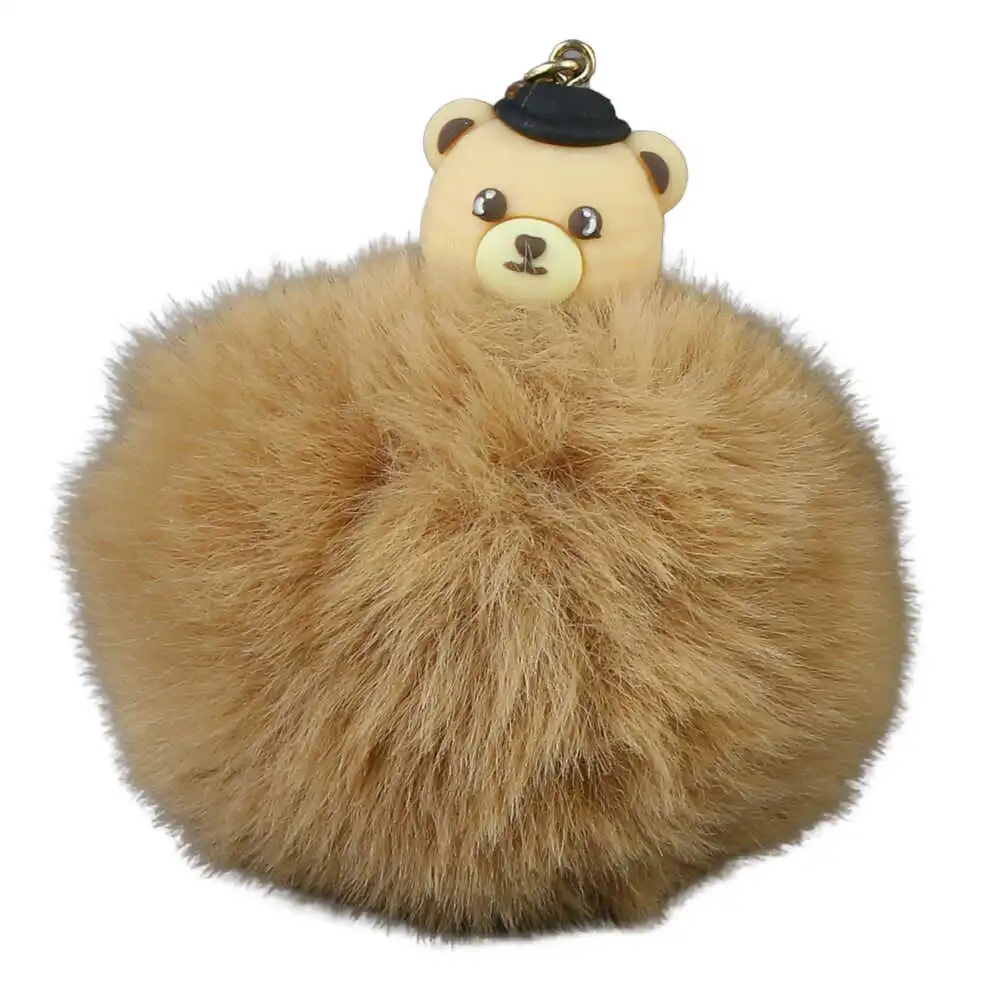 Breloc cu pompon pufos Ursulet 8 x 9 cm culori diferite [4]