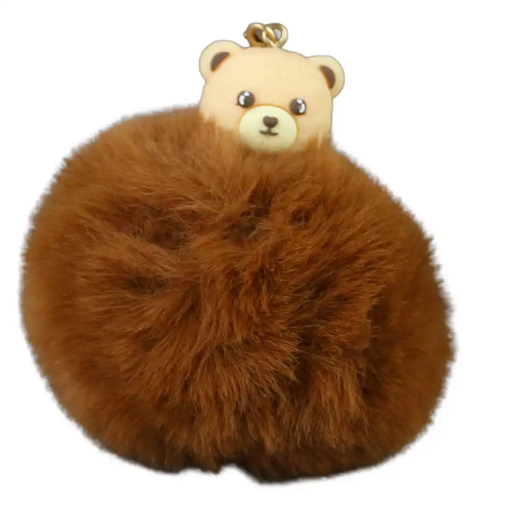 Breloc cu pompon pufos Ursulet 8 x 9 cm culori diferite [3]