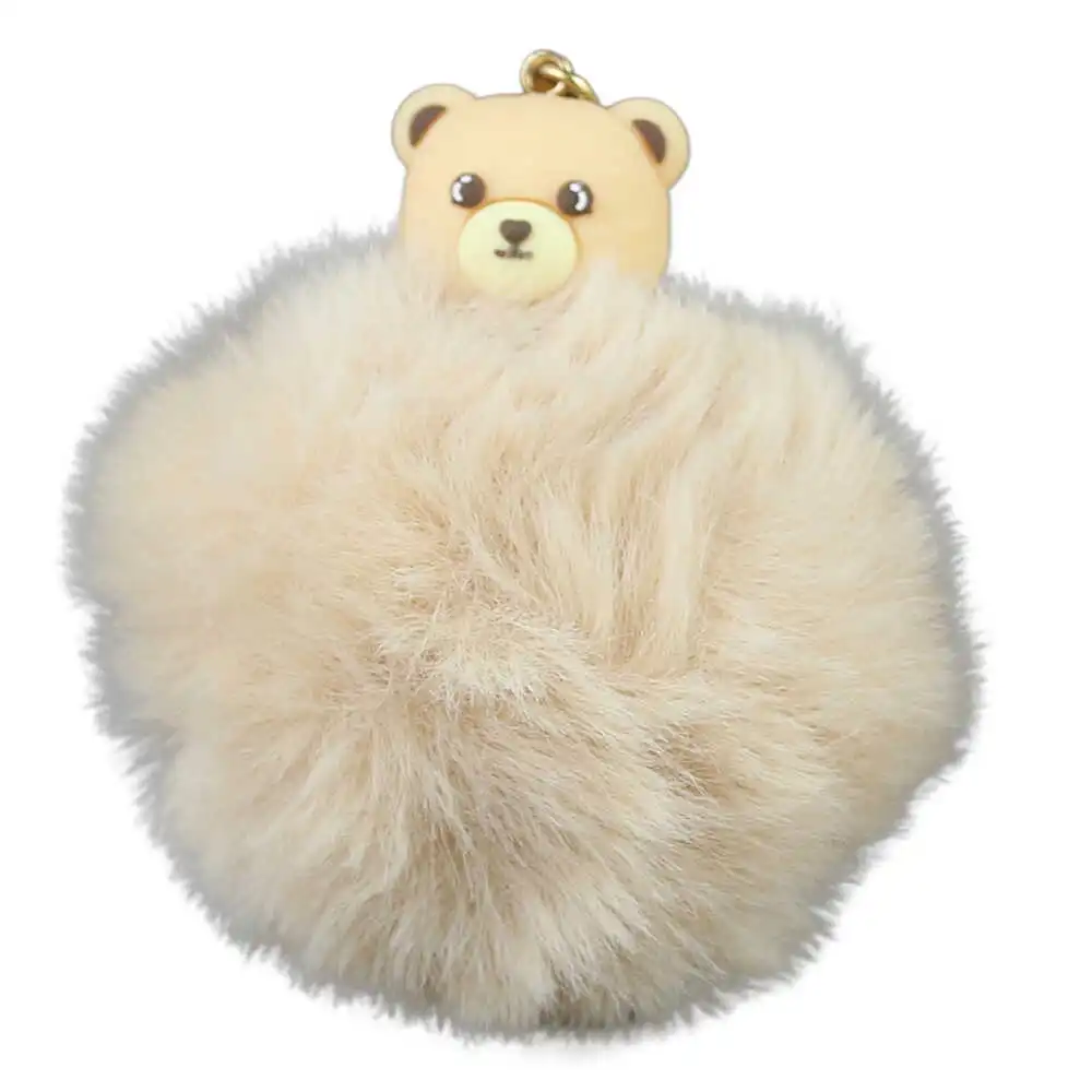 Breloc cu pompon pufos Ursulet 8 x 9 cm culori diferite [2]