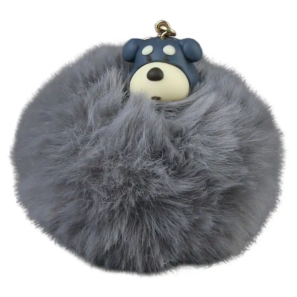 Breloc cu pompon pufos catel 9 cm culori diferite [3]