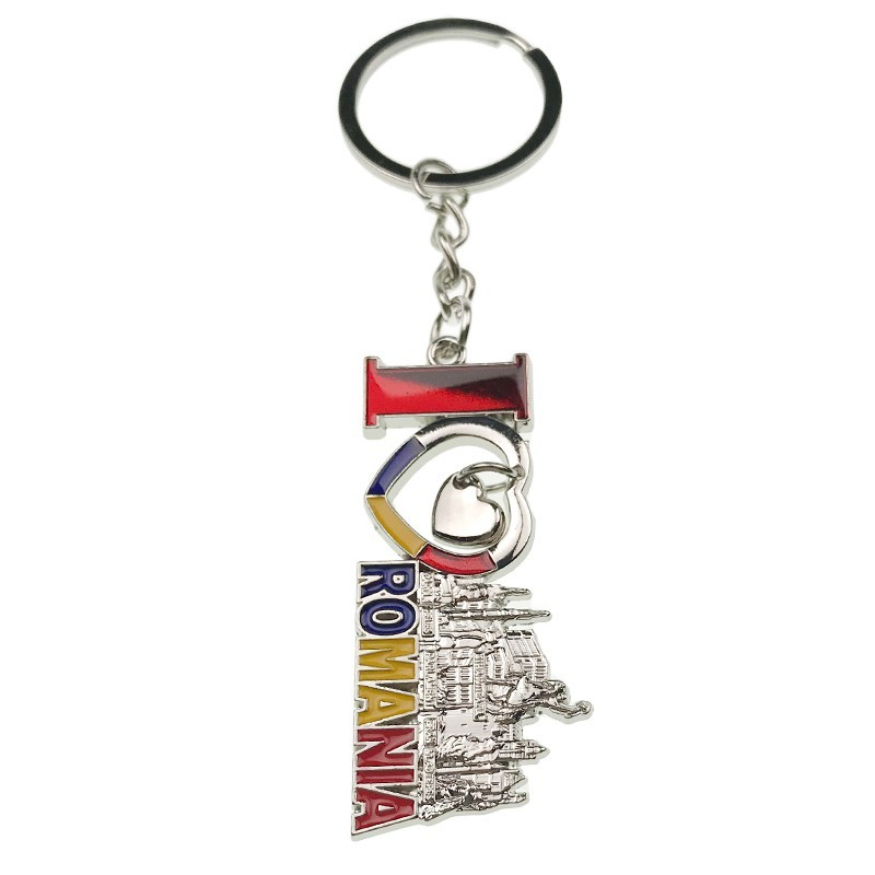 Breloc metal inima tricolor Romania [1]