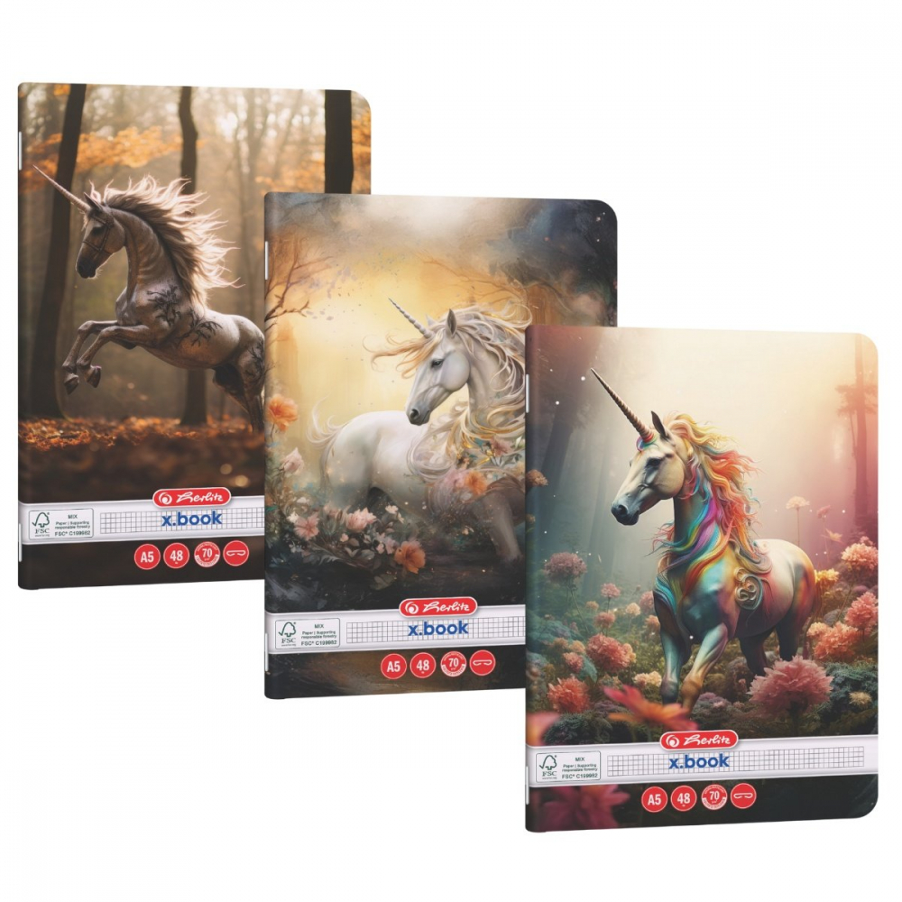 Caiet A5 48 file patratele motiv Unicorn Herlitz [1]