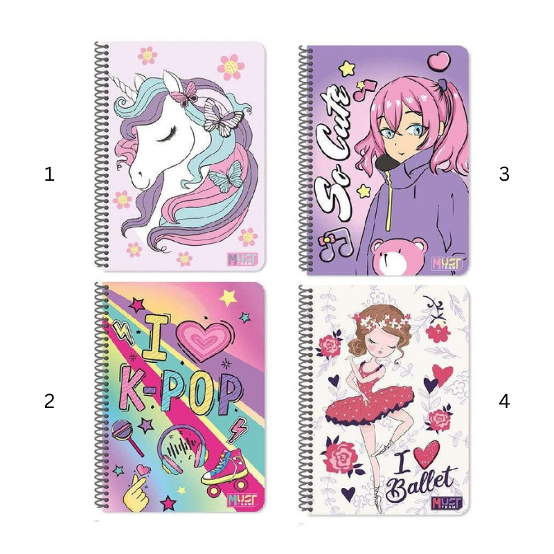 Caiet cu spirala A4 Must Team Rainbow 90 file diverse modele [2]