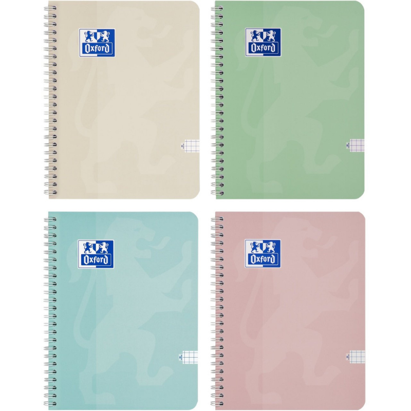 Caiet Oxford Touch Pastel A4 80 file spira dubla patratele, diverse culori pastel [1]