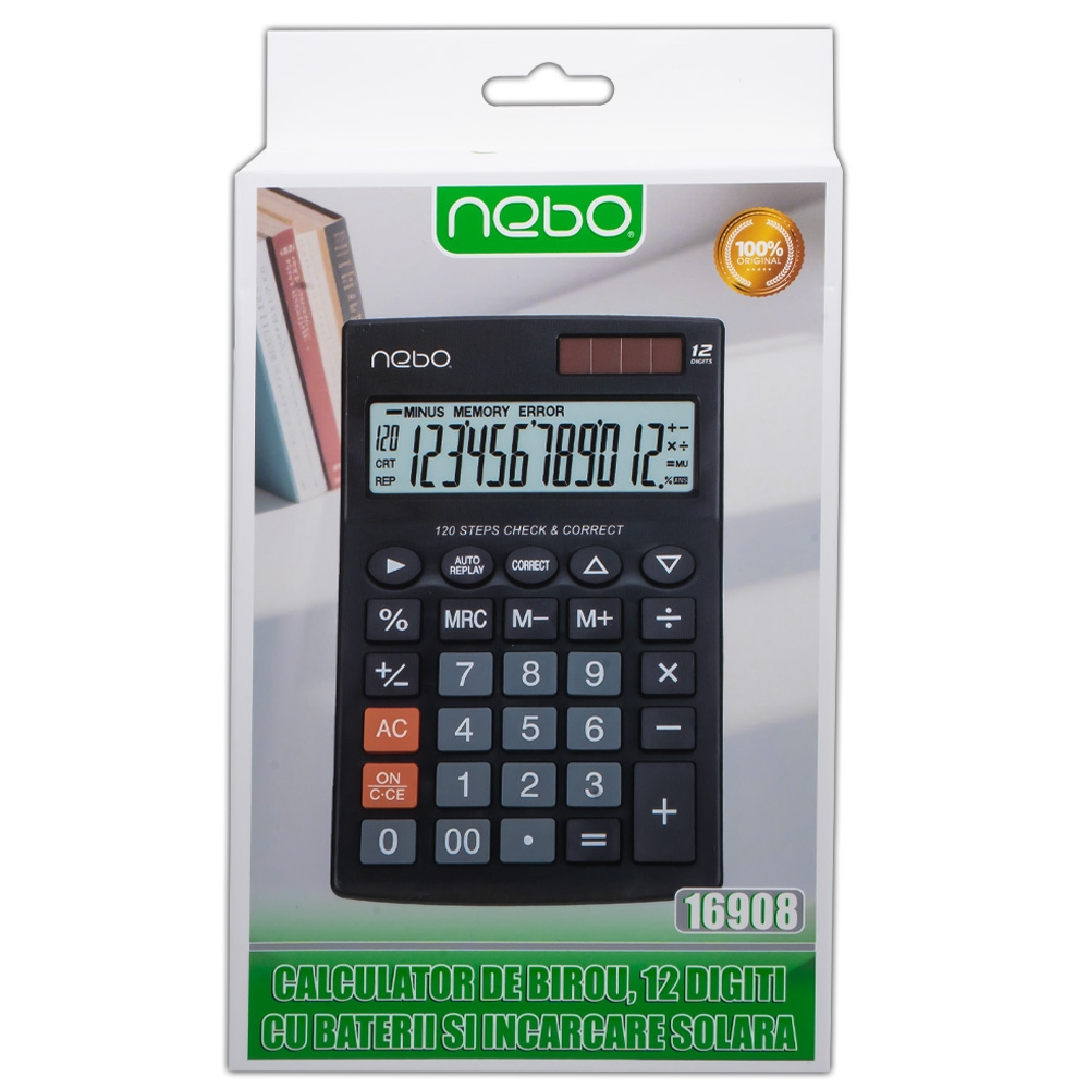 Calculator 12 digiti cu baterii si incarcare solara Nebo culori diferite [2]