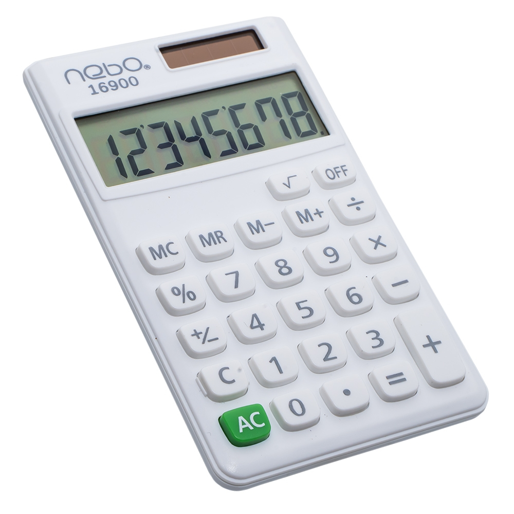Calculator 8 digiti cu baterii si incarcare solara 7x1x12 cm Nebo culori diferite [3]