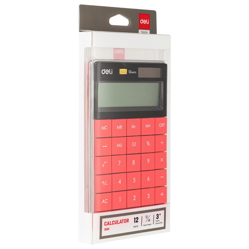 Calculator birou 12 digits modern rosu Deli [3]
