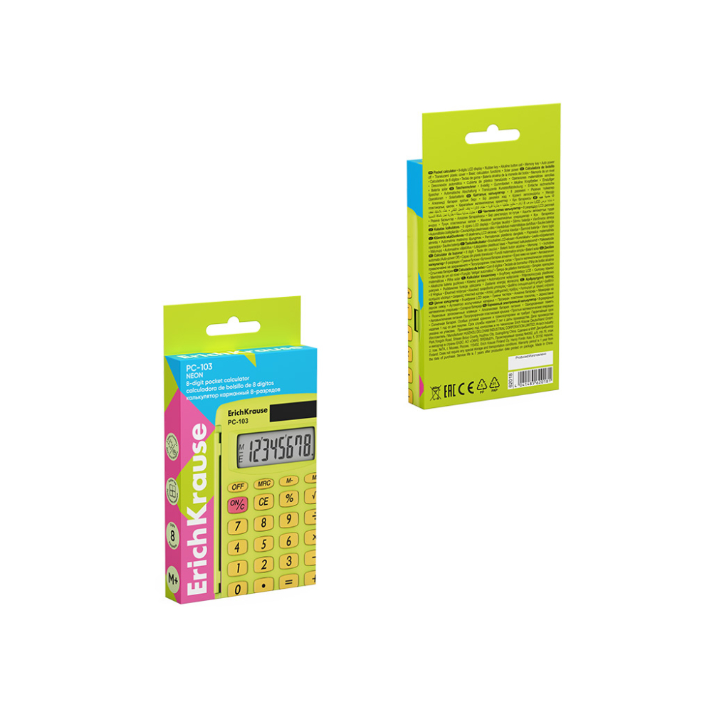Calculator buzunar 8-Digit ErichKrause PC-103 Neon galben [4]