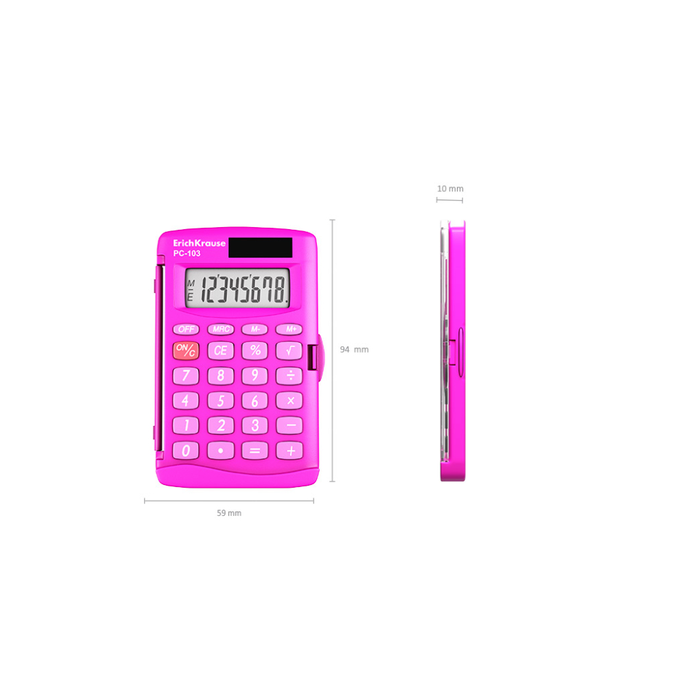 Calculator buzunar 8-Digit ErichKrause PC-103 Neon roz [6]