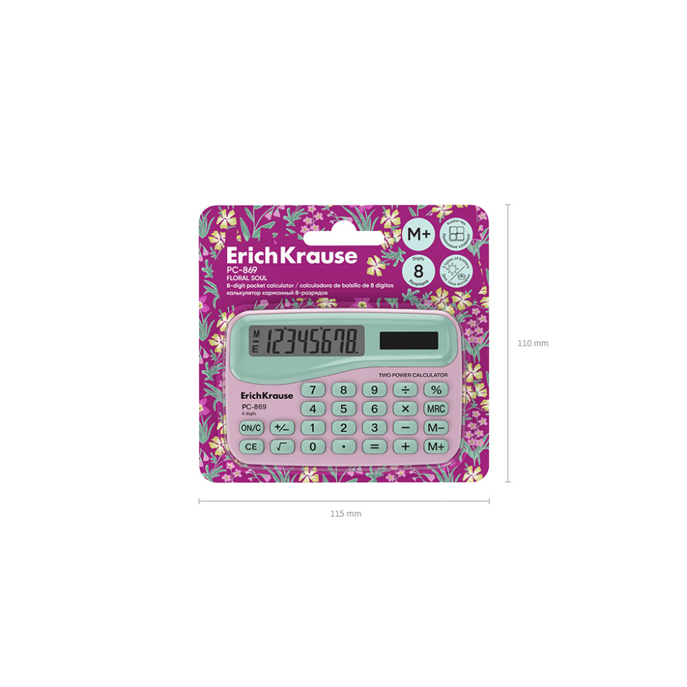 Calculator buzunar 8-Digit ErichKrause PC-869 Floral Soul diverse culori [4]