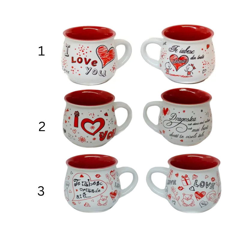 Cana personalizata cu mesaj de dragoste 12 x 7.5 x 8.5 cm modele diferite [2]