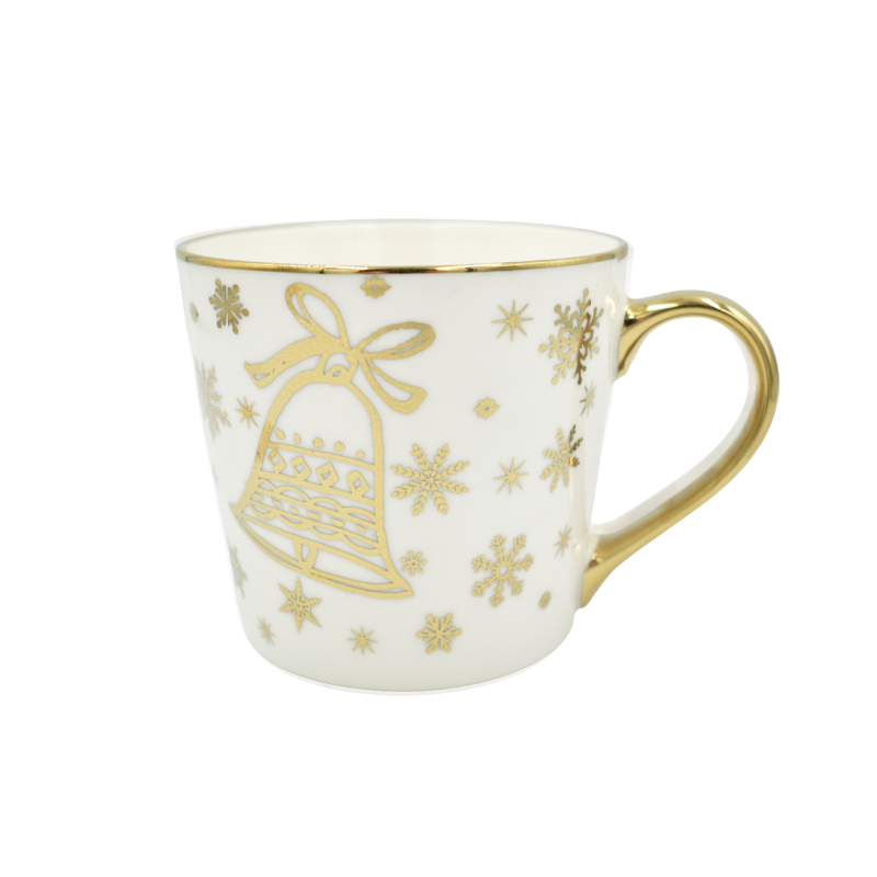Cana ceramica alb cu auriu cu mesaje si clopotei [3]