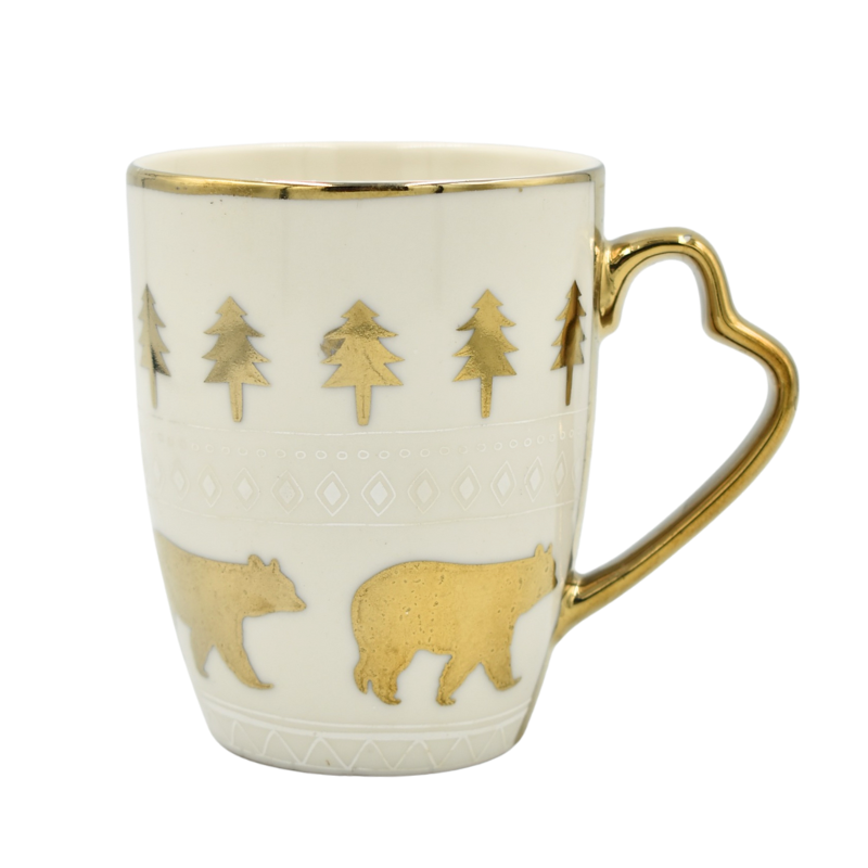 Cana ceramica 300 ml alb/auriu [1]