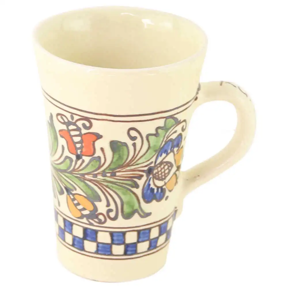 Cana din ceramica de Corund pictata manual cu motive traditionale 14 cm culori diferite [3]
