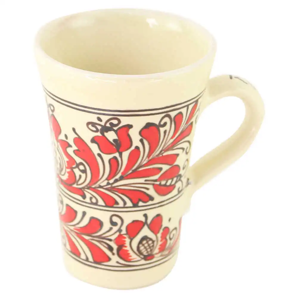 Cana din ceramica de Corund pictata manual cu motive traditionale 14 cm culori diferite [4]