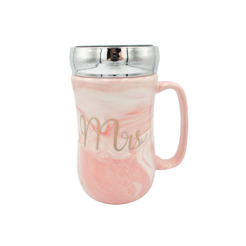 Cana ceramica cu capac Mr Mrs 450 ml [3]