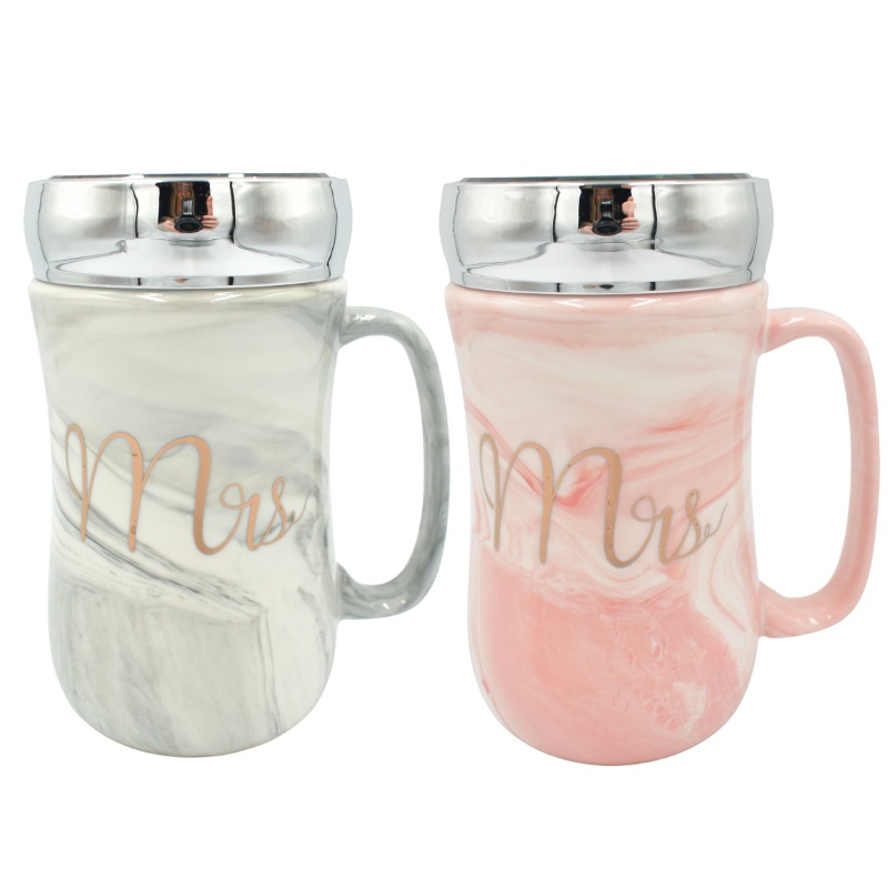 Cana ceramica cu capac Mr Mrs 450 ml [1]