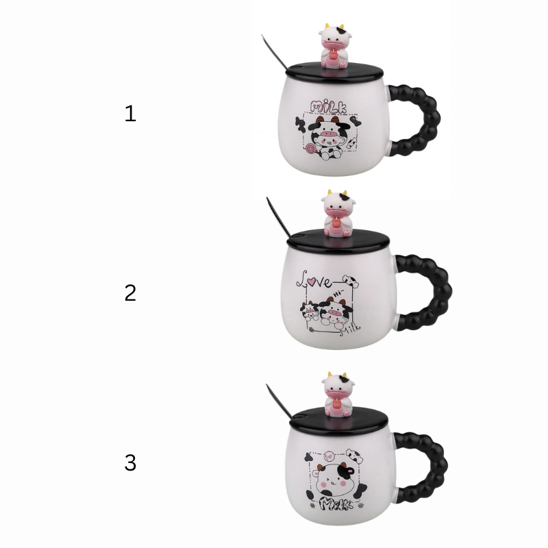 Cana ceramica cu vacuta si lingurita  9x12 cm modele diferite [2]