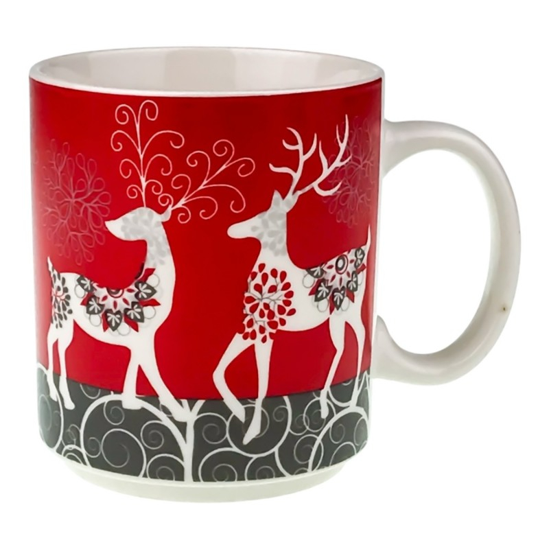 Cana Craciun cu reni roșie [1]