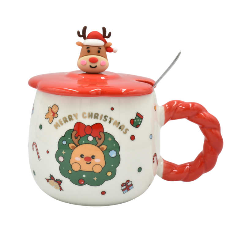 Cana Craciun cu capac si lingurita in cutie decorativa 420 ml [1]