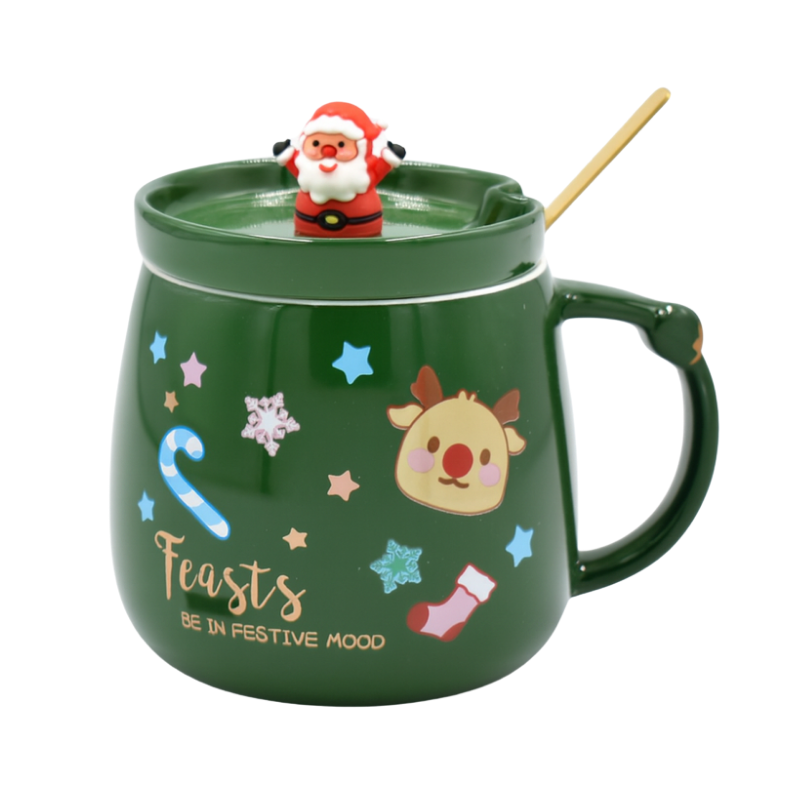 Cana verde din ceramica cu capac 400 ml [1]