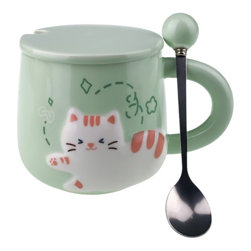 Cana din ceramica cu capac 10x10 cm model Pisica [6]