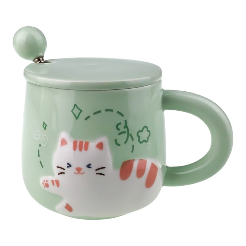 Cana din ceramica cu capac 10x10 cm model Pisica [5]