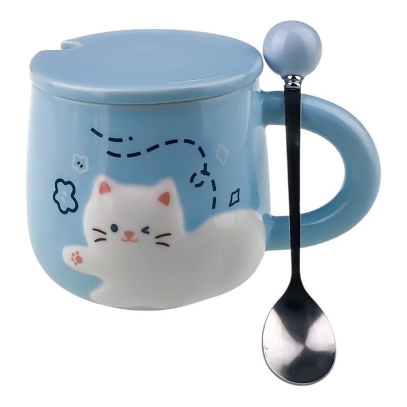 Cana din ceramica cu capac 10x10 cm model Pisica [4]