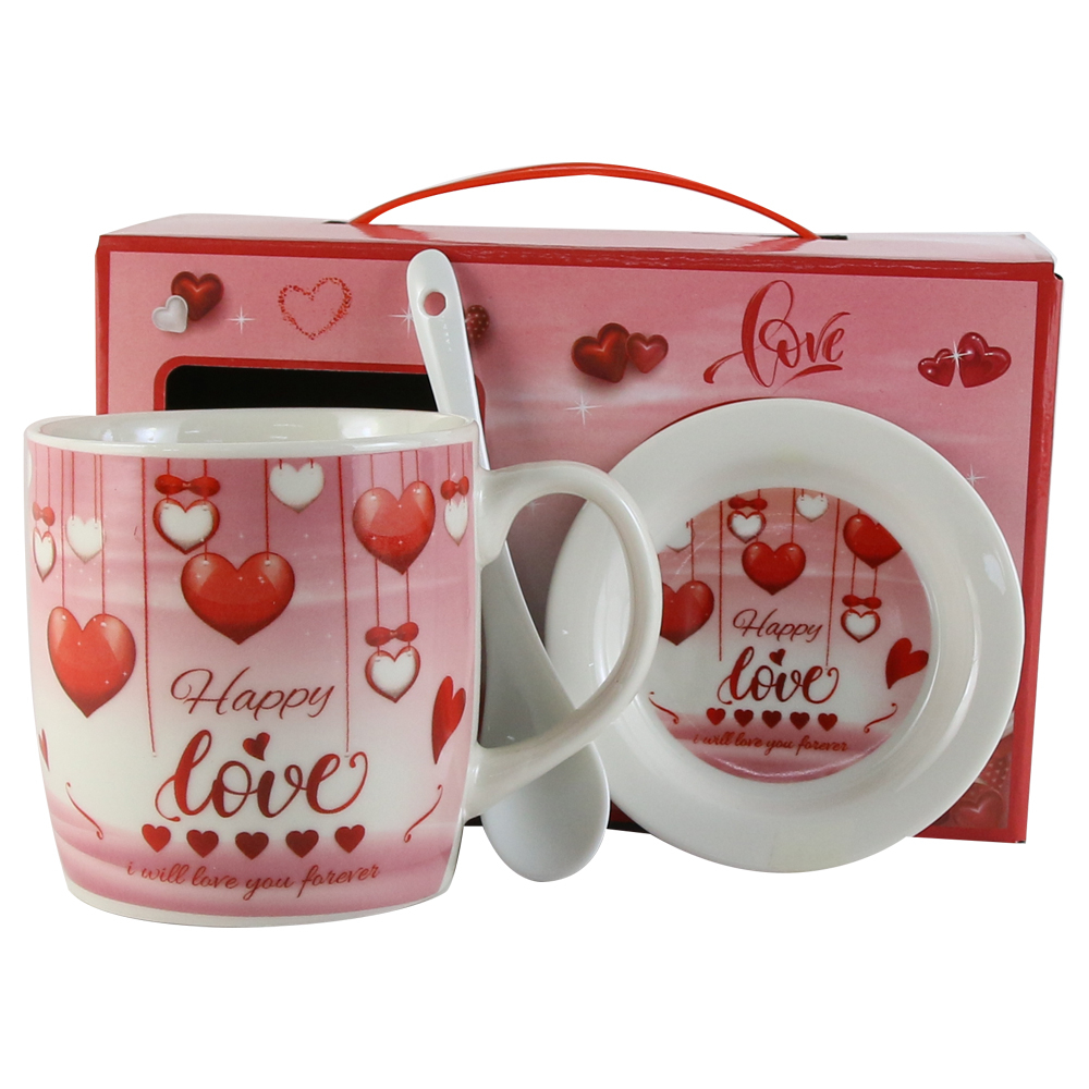 Cana cu farfurie si lingurita din ceramica ”Happy Love” [3]