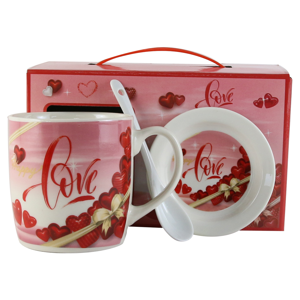 Cana cu farfurie si lingurita din ceramica ”Happy Love” [4]