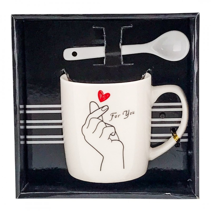 Cana ceramica cu lingurita mesaje dragoste 14x14 cm [5]