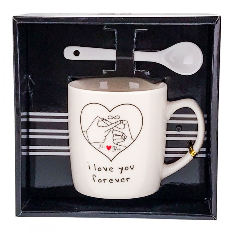 Cana ceramica cu lingurita mesaje dragoste 14x14 cm [4]