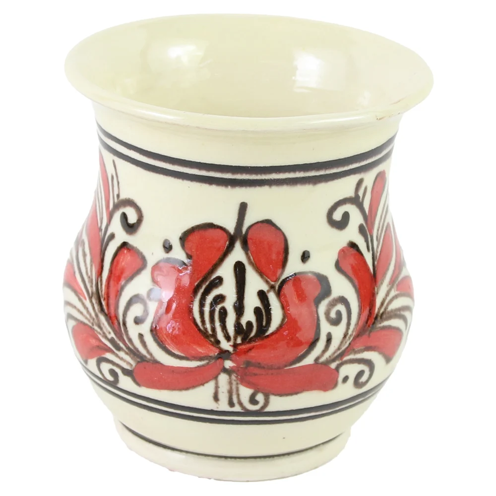 Cana din ceramica de corund 10x10 cm motive florale [2]
