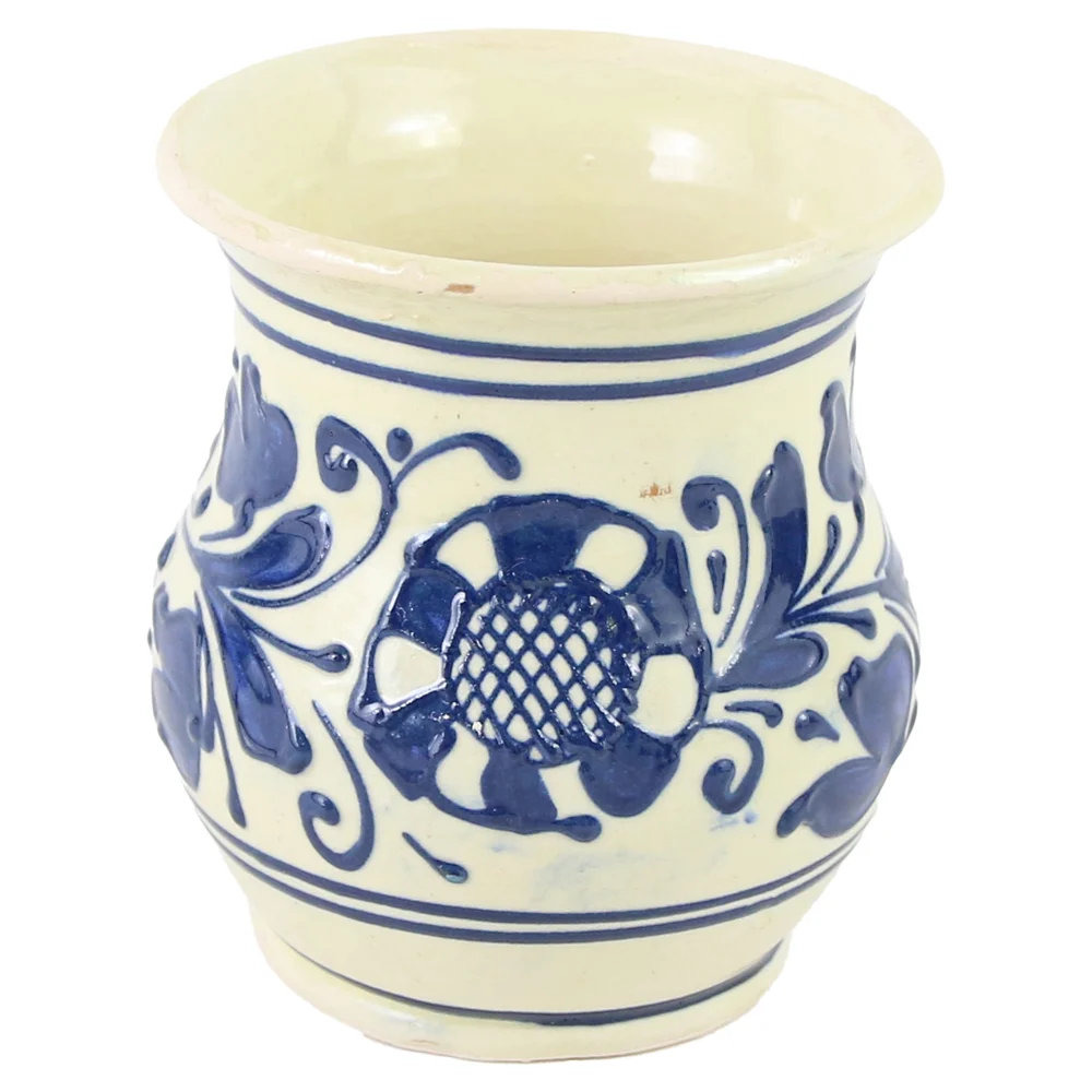 Cana din ceramica de corund 10x10 cm motive florale [3]