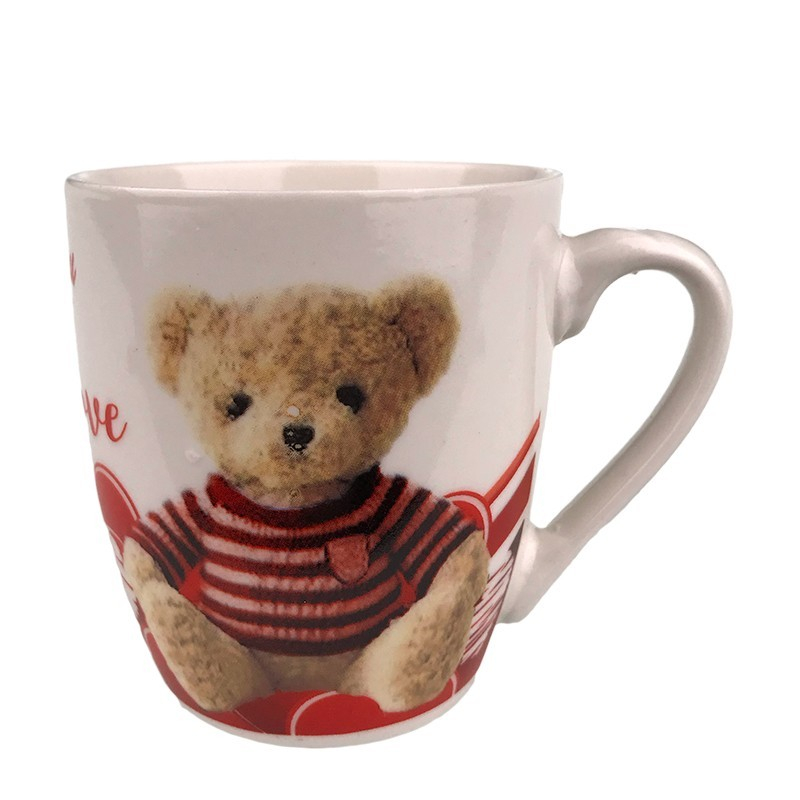 Cana ceramica 7x8 cm Inimi, ursuleti, flori si text "I love you" [10]