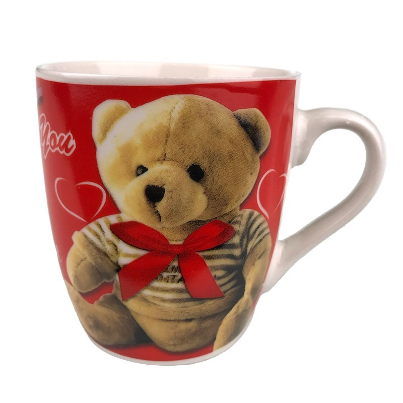 Cana ceramica 7x8 cm Inimi, ursuleti, flori si text "I love you" [5]