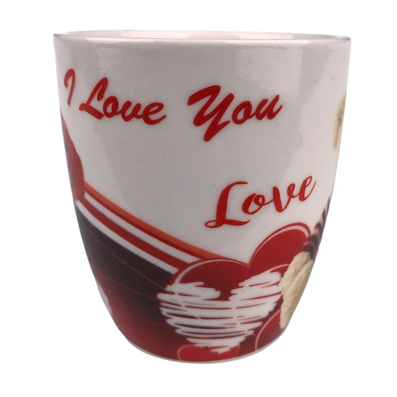 Cana ceramica 7x8 cm Inimi, ursuleti, flori si text "I love you" [3]